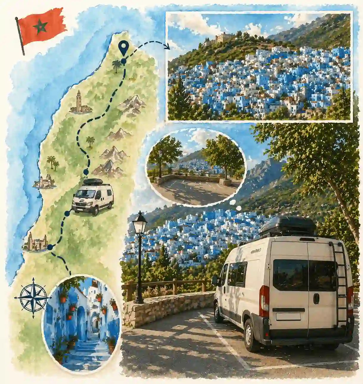 road trip north Morocco itinerary Chefchaouen Tangier Tetouan campervan