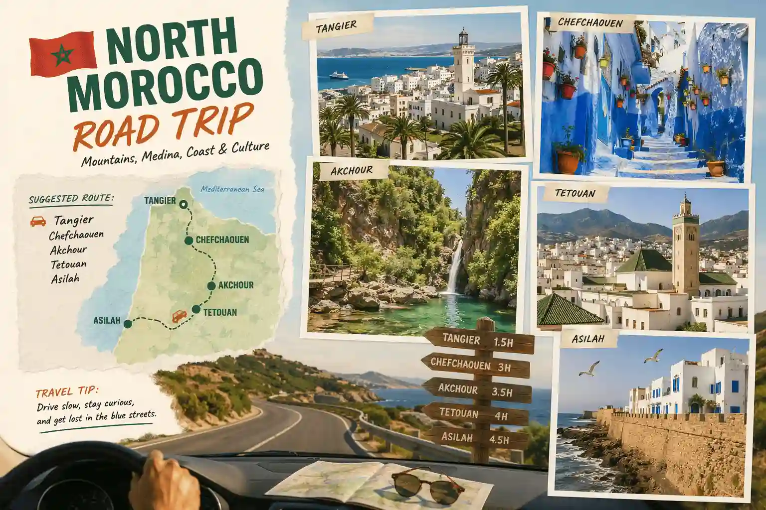 north Morocco road trip Tangier Tetouan Chefchaouen campervan route