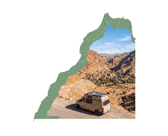 Morocco road trip itinerary map by campervan rental